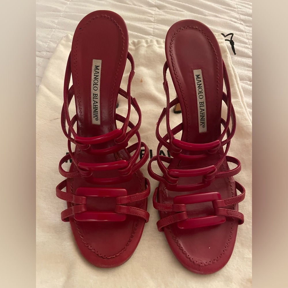 RARE Manolo Blahnik Heeled Sandals Size 37 1/2